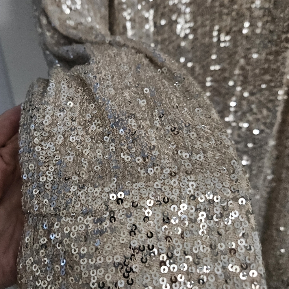 RUBY RD SEQUIN SHIRT JACKET SZ M WHITE GOLD - Picture 4 of 11